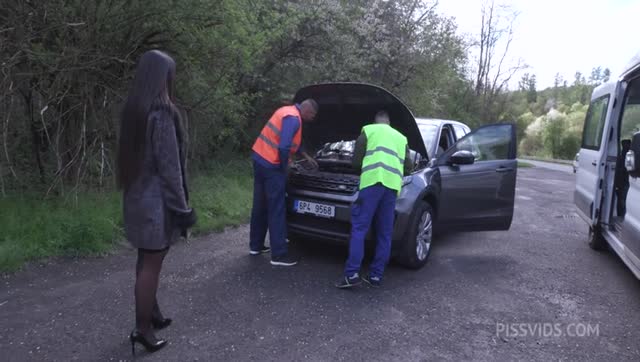 Broken Car wet Nuria Millan, 5on1 gangbang, ATM, Balls Deep, DAP, Extreme Deepthroat, No Pussy, Rough Sex, Big Gapes, Pee Drink/Cocktail/Shower, Facial, Swallow